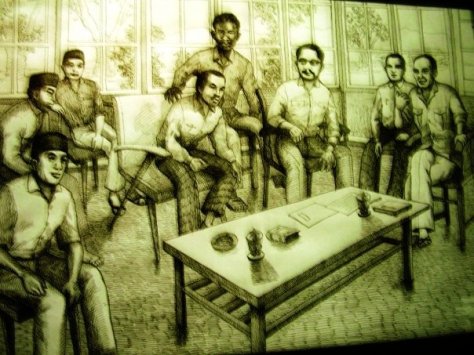 Sketch showing the 7 exiled persons plus Silas Papare